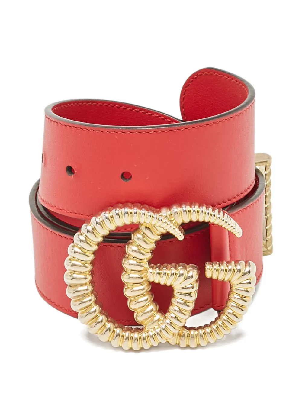 Pre-owned Gucci Leather Gg Buckle Belt
