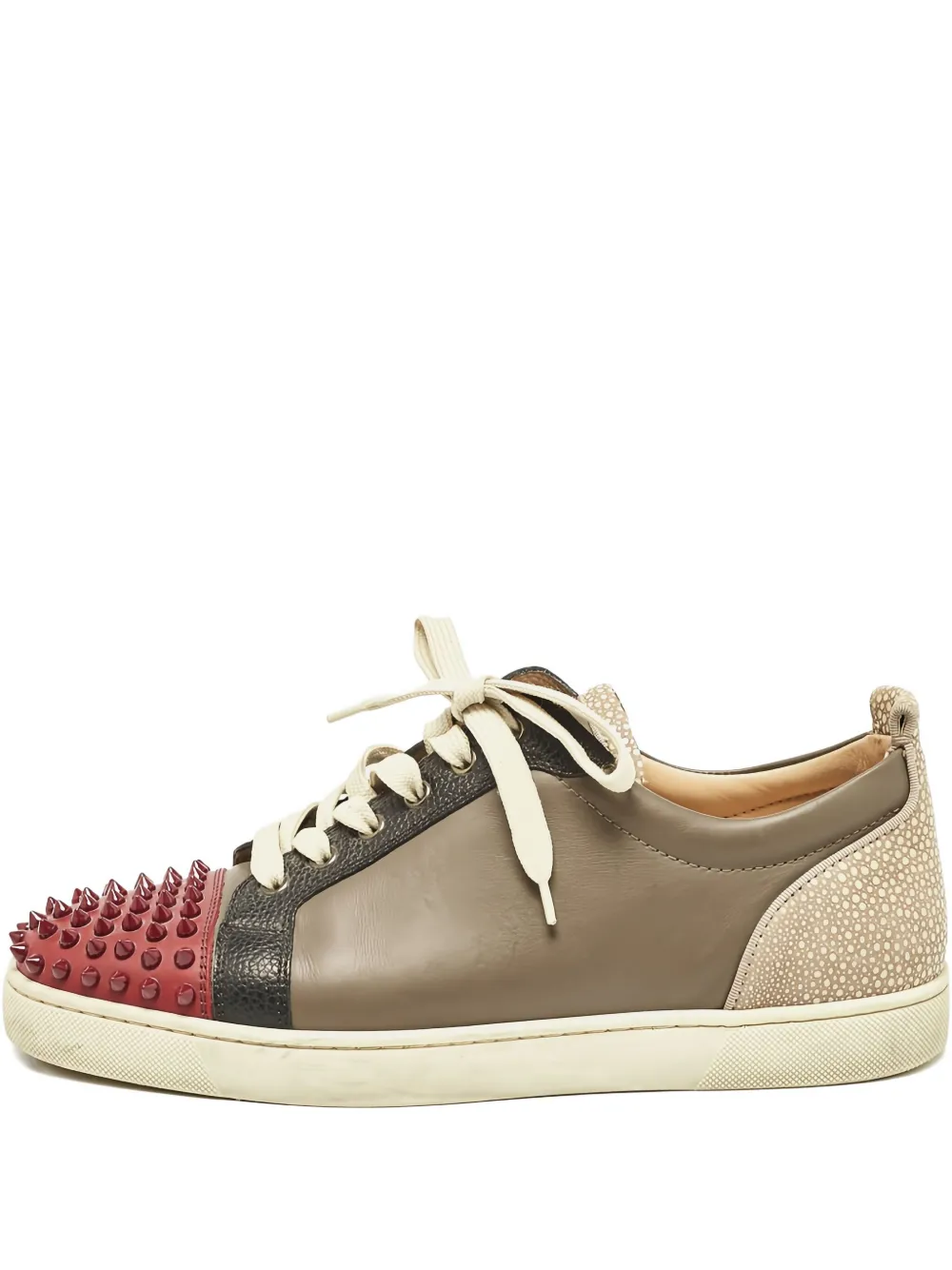 Christian Louboutin Pre-Owned spike-detail leather sneakers - ブラウン Christian Louboutin Pre-Owned spike-detail leather sneakers - ブラウン