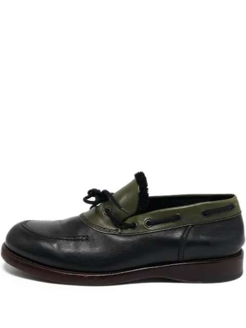 Bottega Veneta Pre-Owned black leather boat shoes