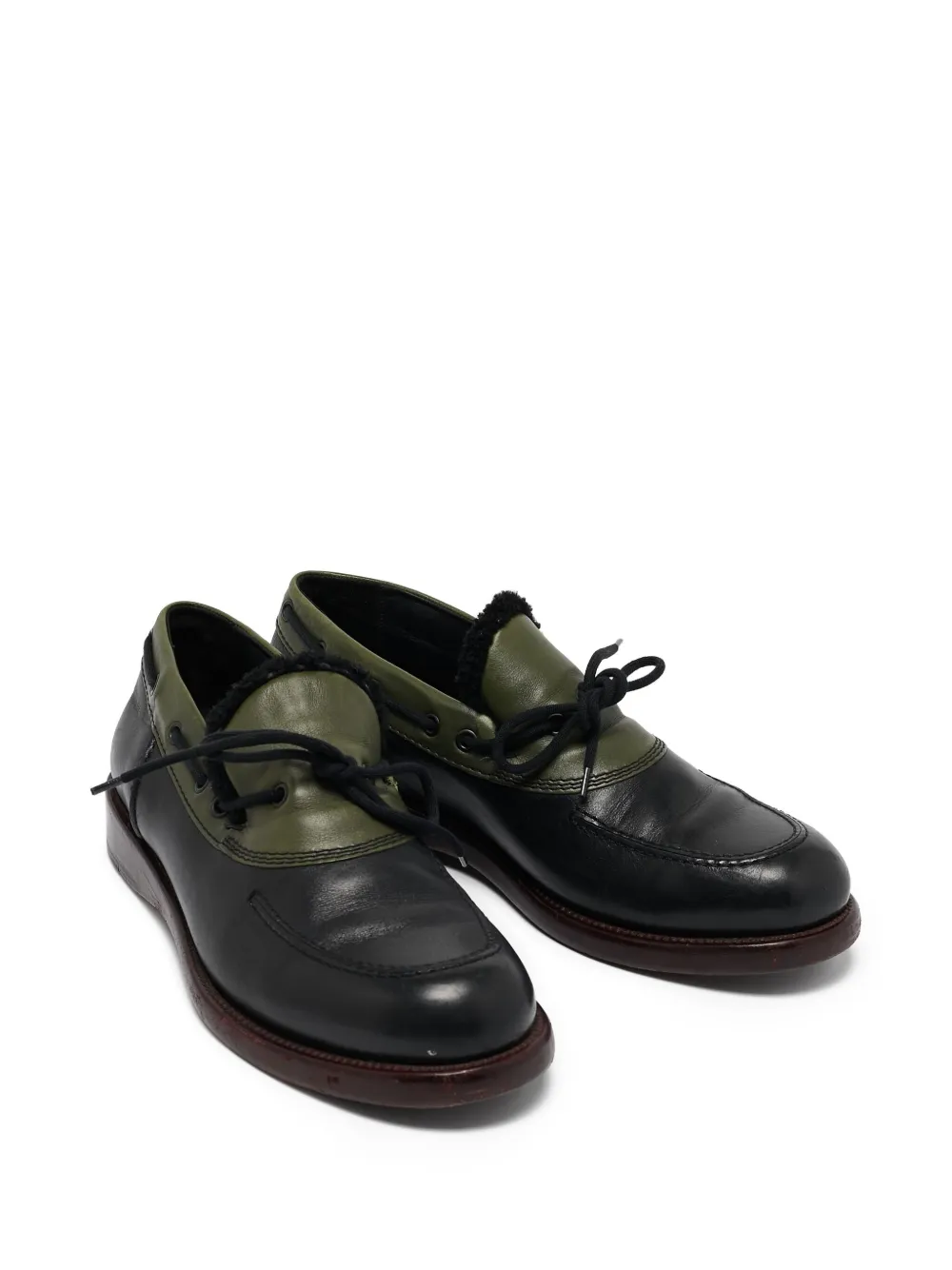 Bottega Veneta Pre-Owned black leather boat shoes | Image 2