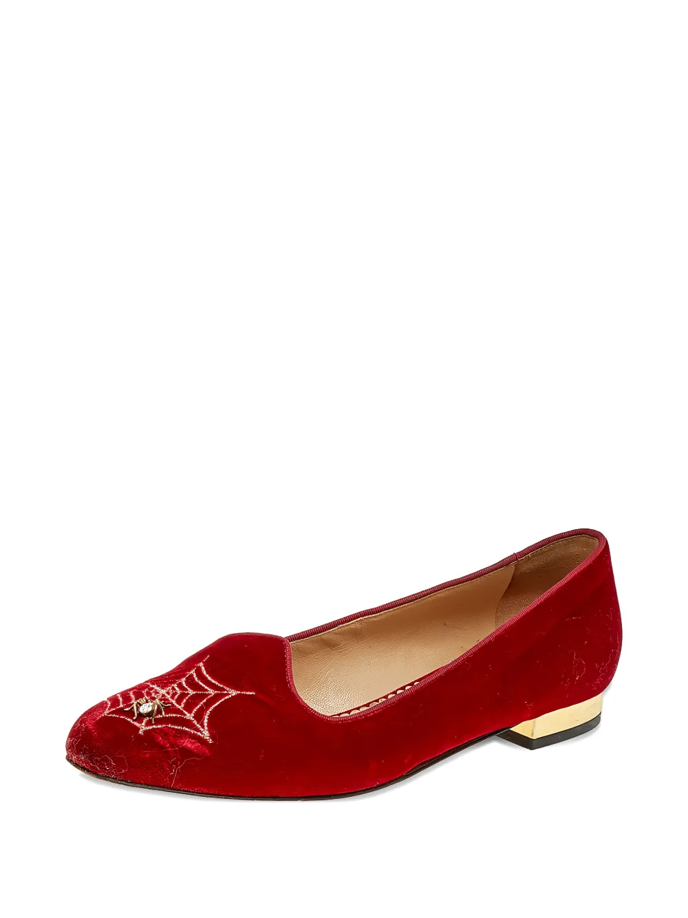 Charlotte Olympia Pre-owned fluwelen loafers met spinnenweb - Rood