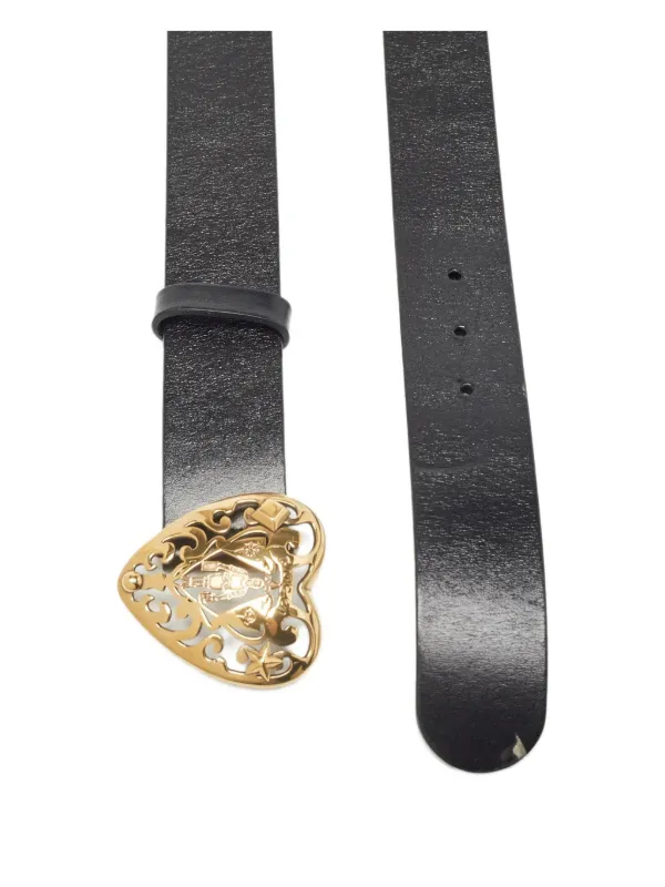 Gucci Pre-Owned ハートバックル レザーベルト | ブラック | FARFETCH JP