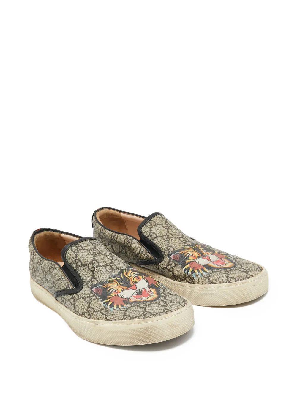 Gucci Pre-Owned tiger embroidered slip-on sneakers | Image 2