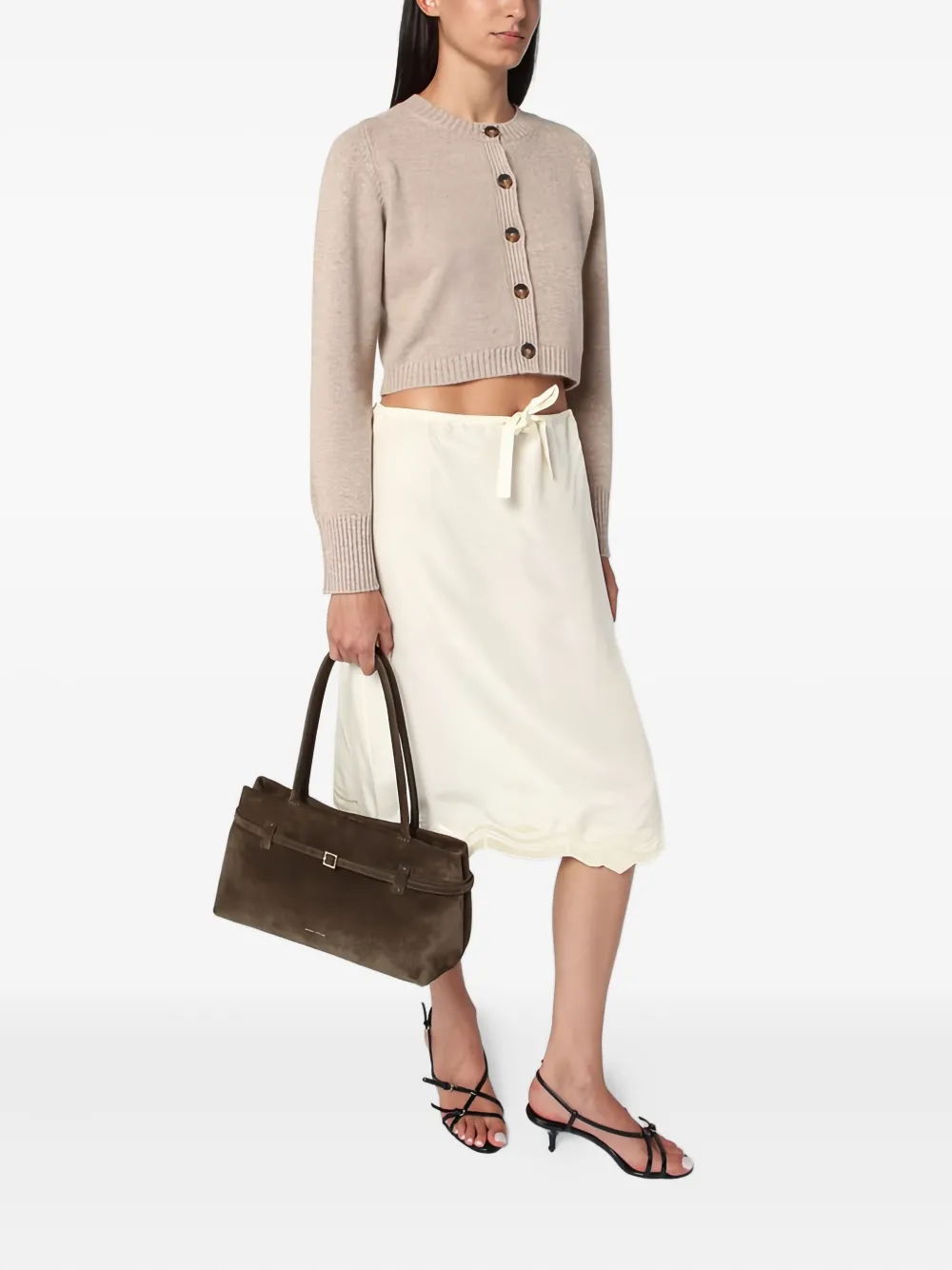Manu Atelier buckle-fastening suede tote bag - Groen