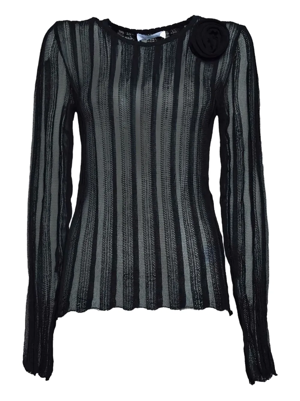 Blumarine top manga larga con rayas estampadas | negro | Image 1