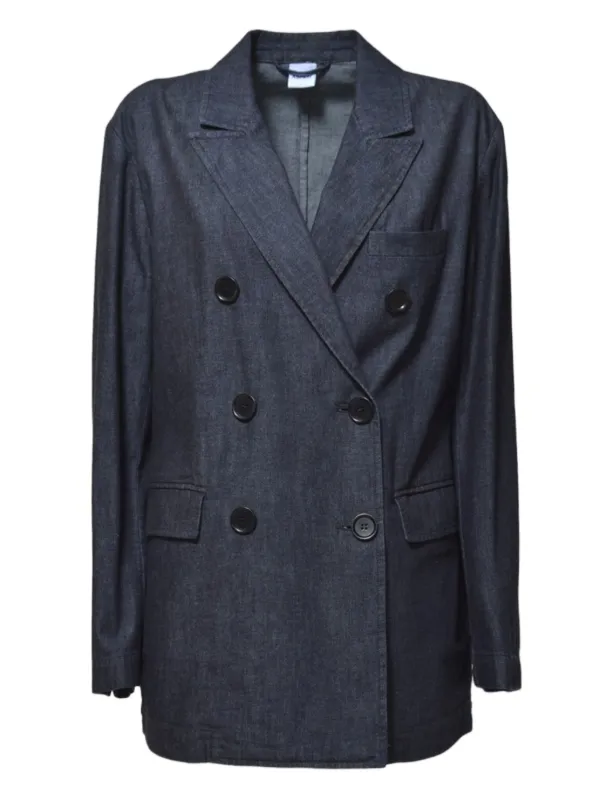 ASPESI Double-breasted Denim Blazer in Blue