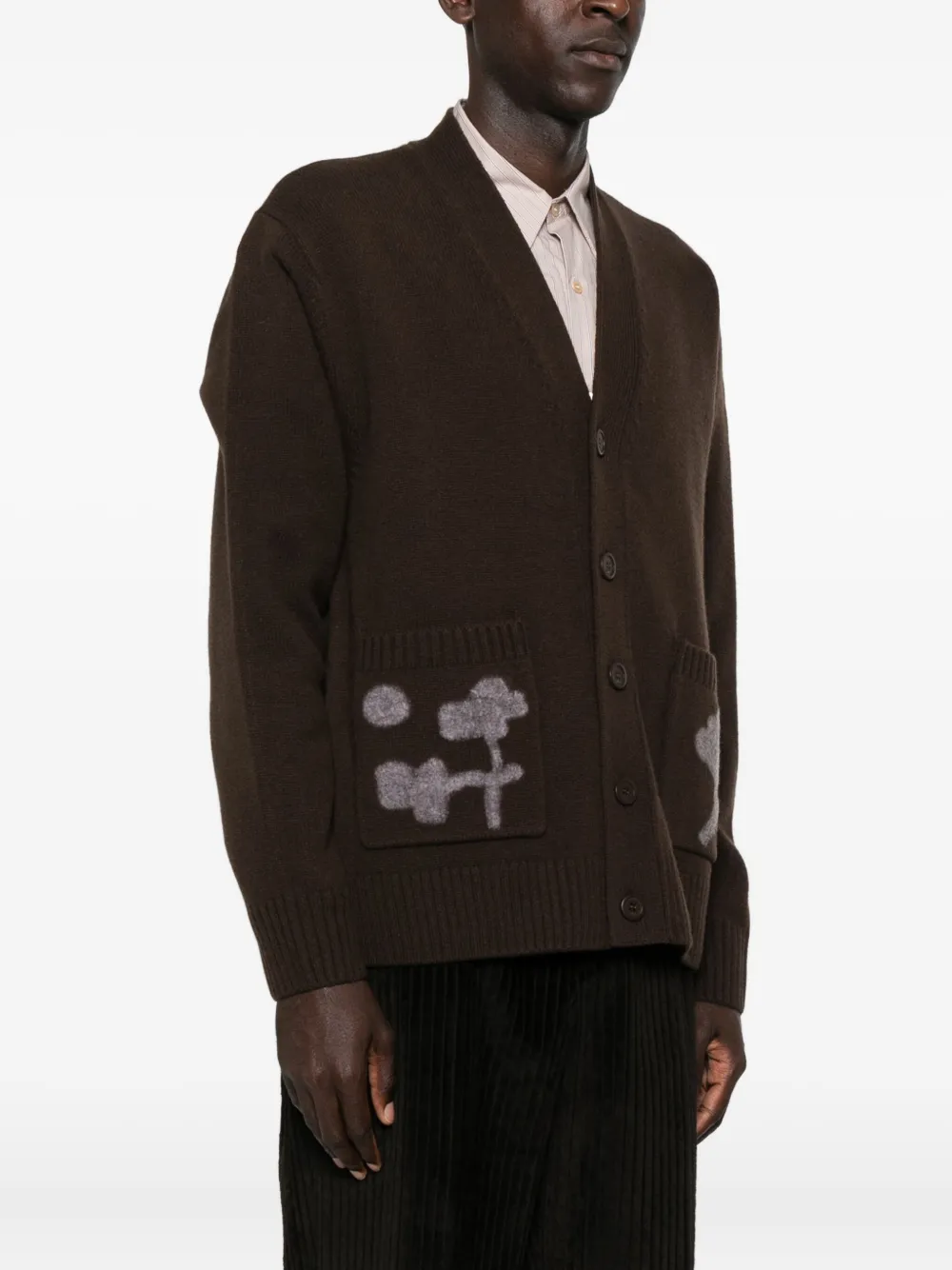 SANDRO Wollen vest met bloemenzak Bruin