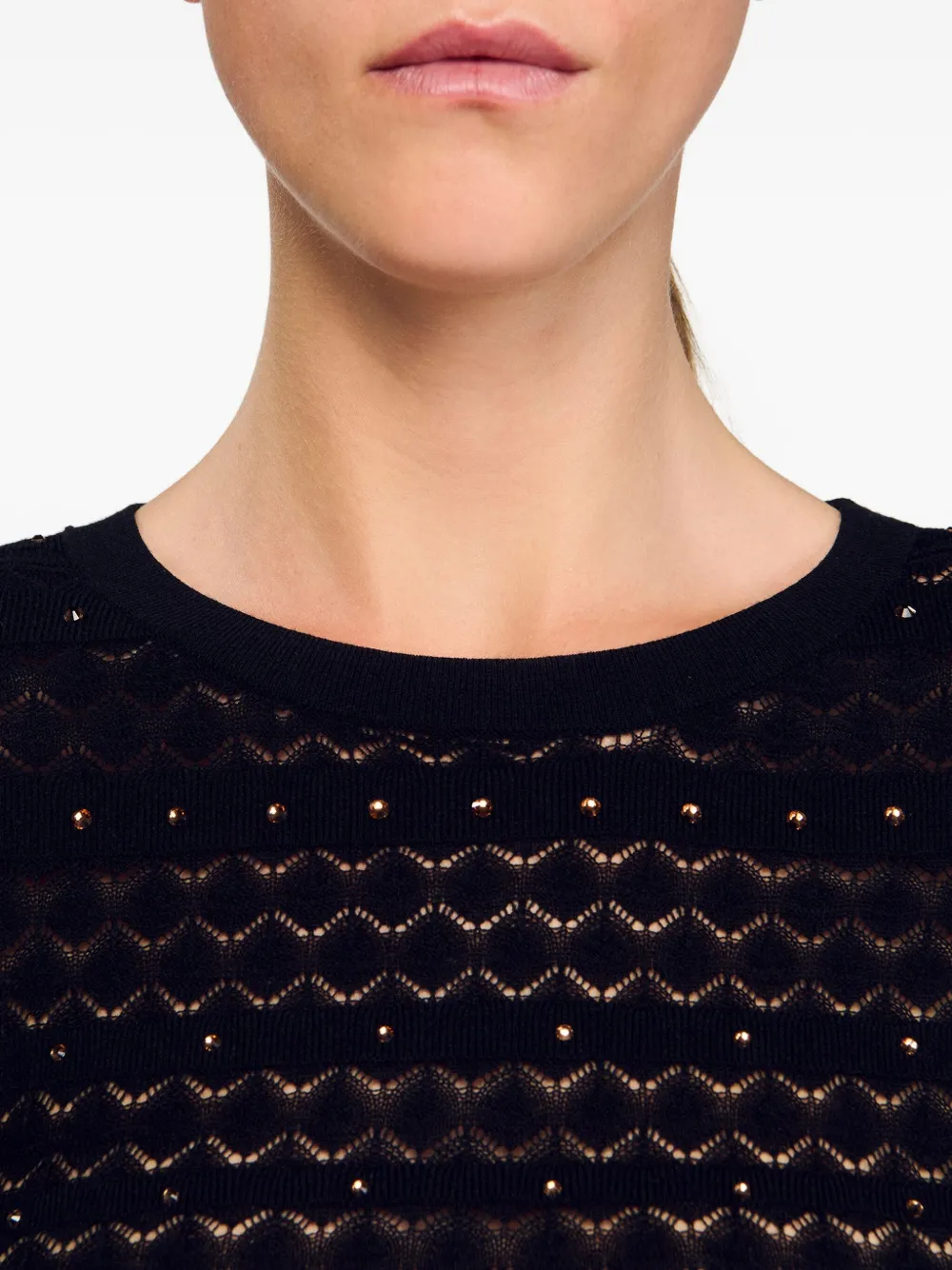 SANDRO Maxi-jurk verfraaid met stras Zwart