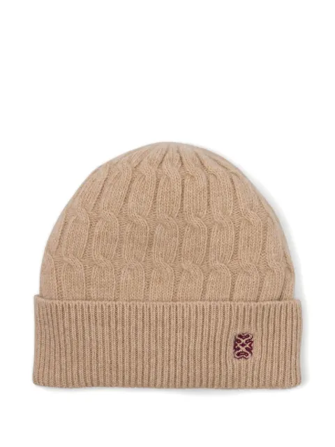 SANDRO bonnet en maille torsadée à broderies