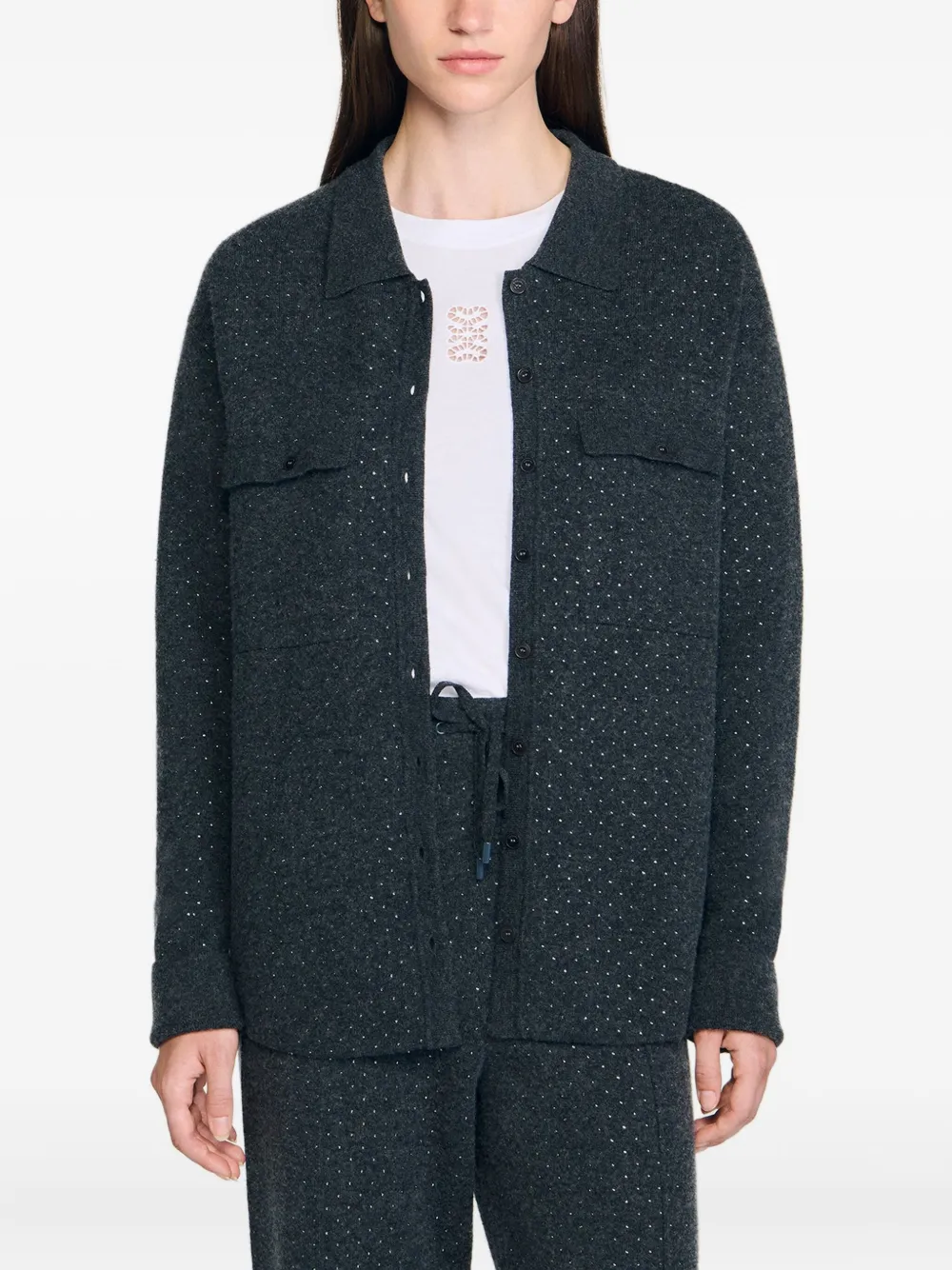 SANDRO Vest met knoop Grijs