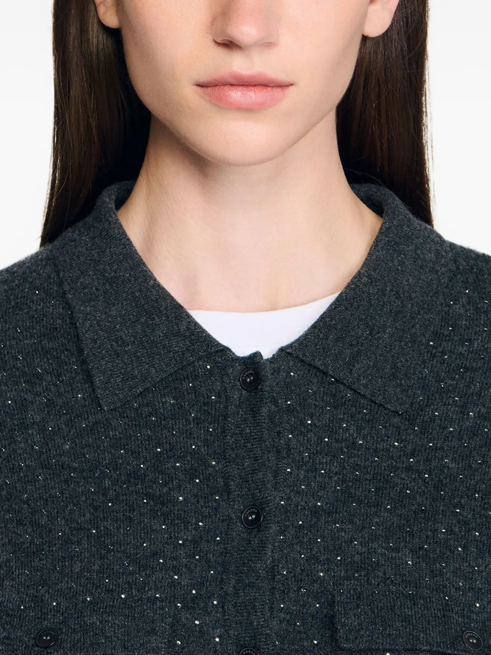 SANDRO Vest met knoop Grijs