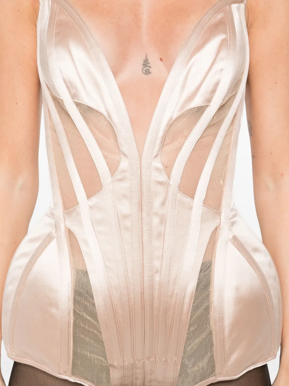 Mugler Bustier met V-hals en veters Roze