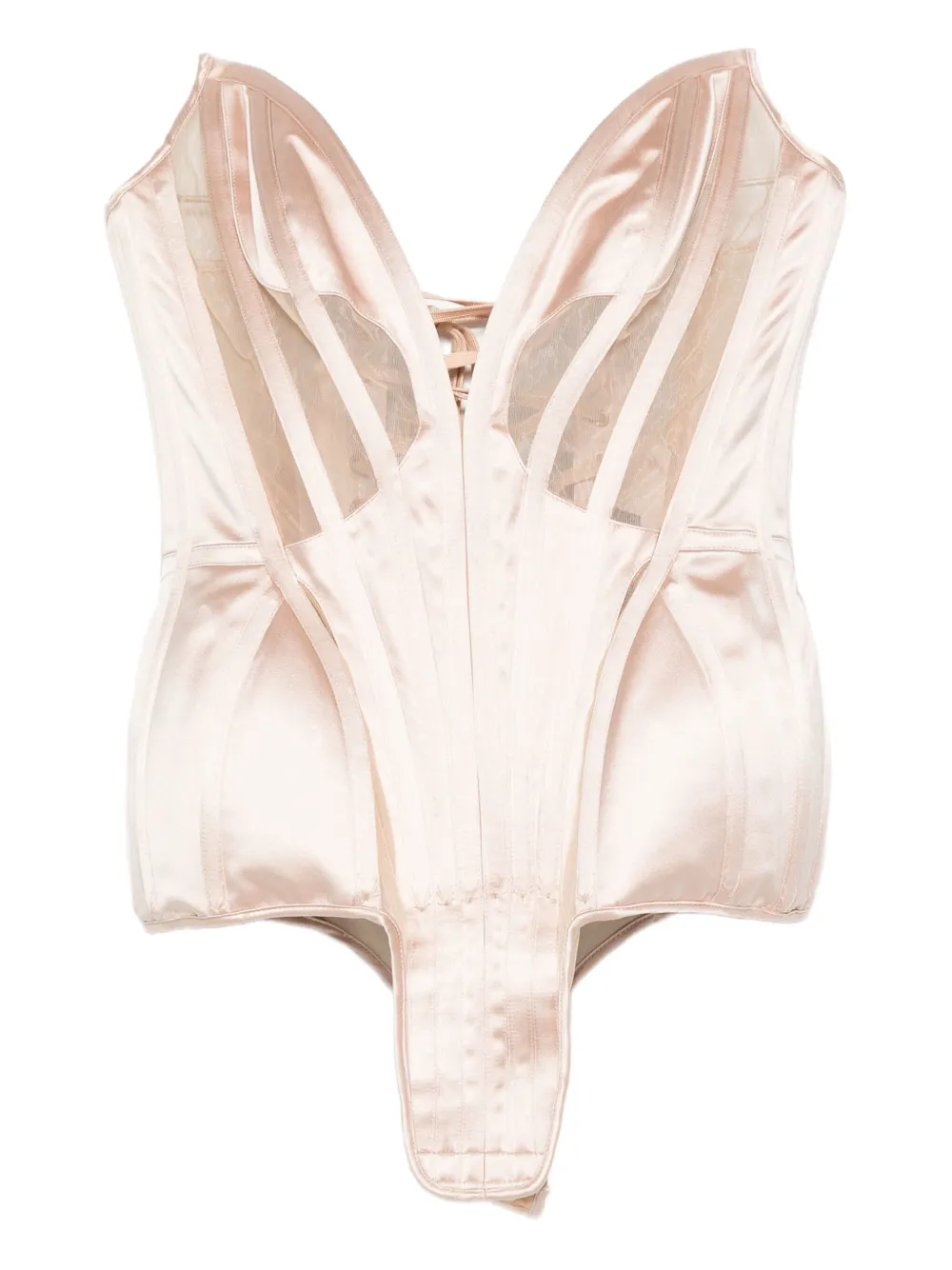 Mugler Bustier met V-hals en veters Roze