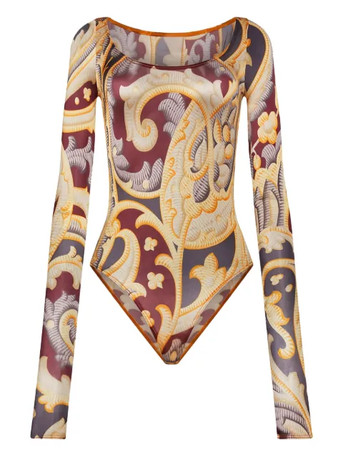 Wolford paisley-print long-sleeve bodysuit