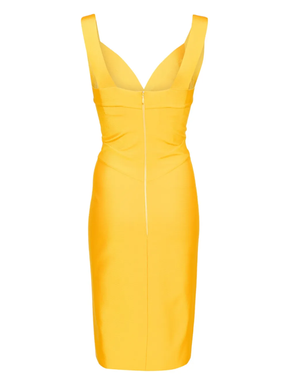 Herve L. Leroux V plunge bandage pencil dress - Geel