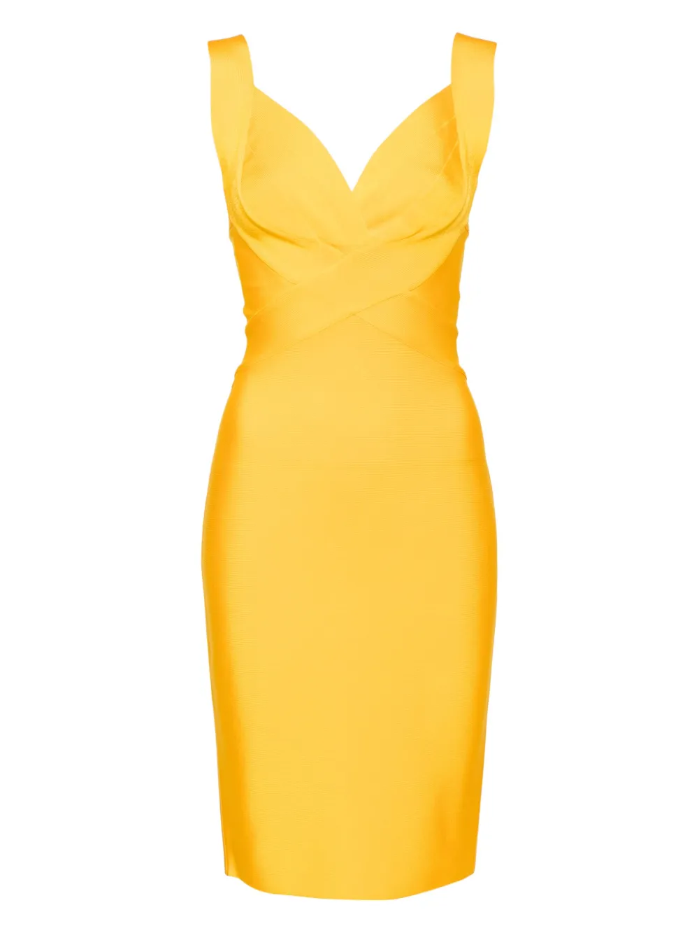 Herve L. Leroux V plunge bandage pencil dress - イエロー Herve L. Leroux V plunge bandage pencil dress - イエロー