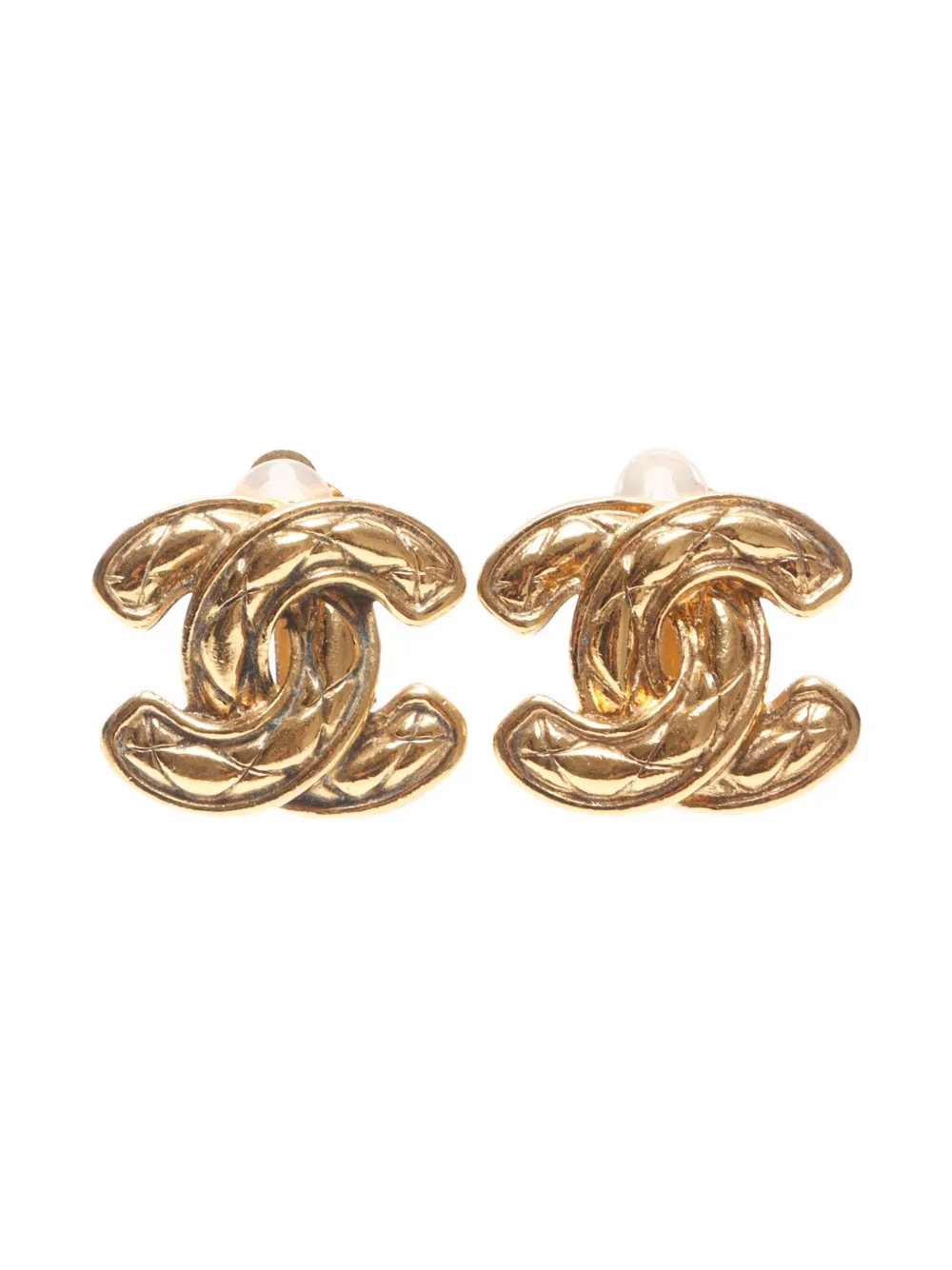 CHANEL Pre-Owned CC Mark Matelassé clipsörhängen från 1980-1990-talet | guldfärgad | Image 1