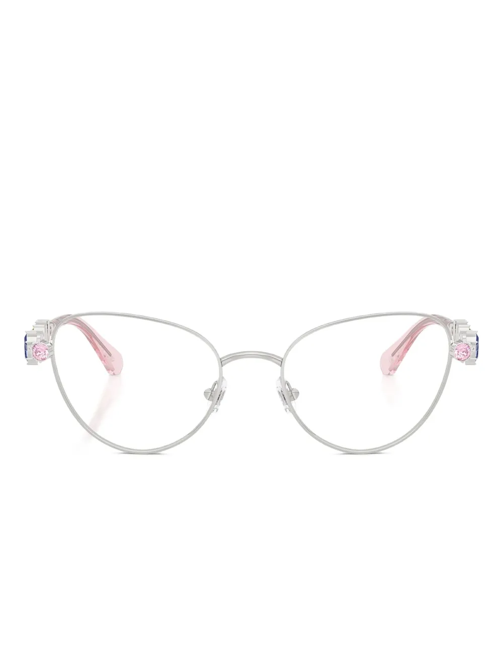 Swarovski Eyewear ビジュートリム キャットアイ眼鏡フレーム - シルバートーン