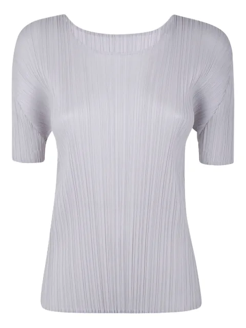 Pleats Please Issey Miyake top manga corta con detalle de pliegues
