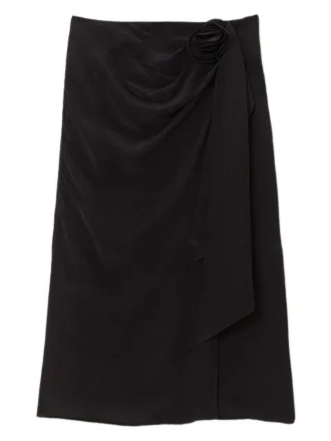 FARM Rio rose-embellished wrap midi skirt
