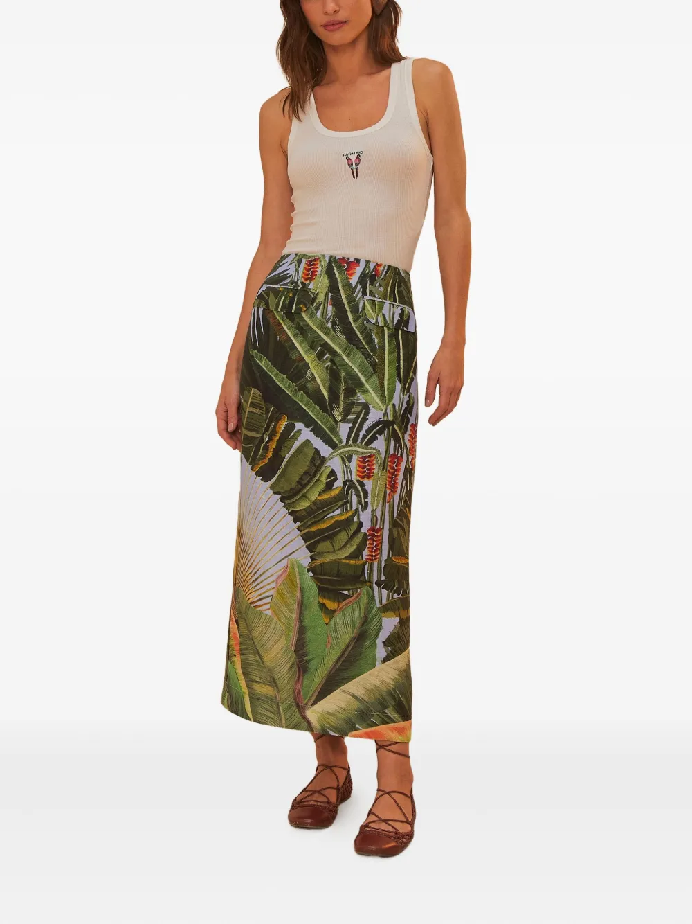 FARM Rio Amazonia midi-rok met print - Blauw