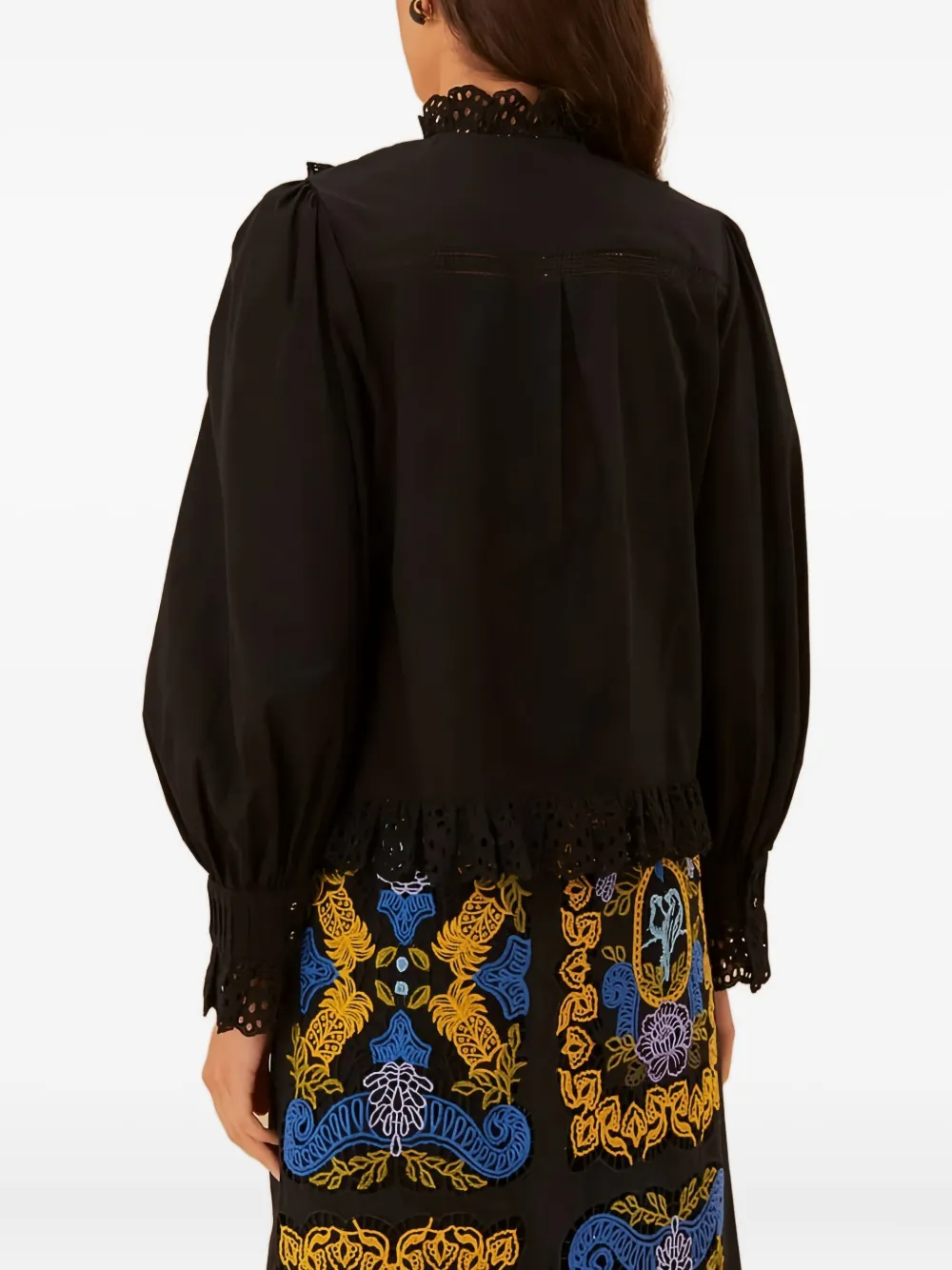 FARM Rio Katoenen blouse met kant Zwart