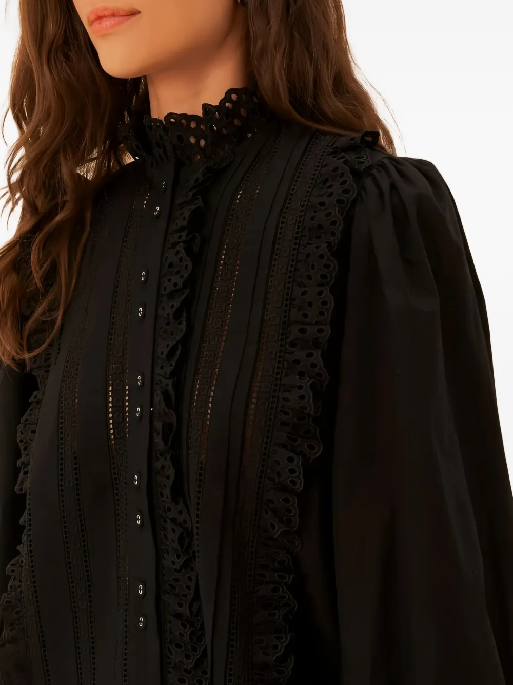 FARM Rio Katoenen blouse met kant Zwart