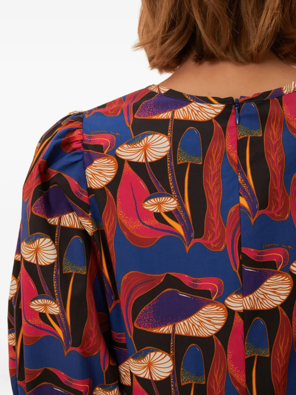 FARM Rio Wild Mushrooms mini-jurk met pofmouwen Rood