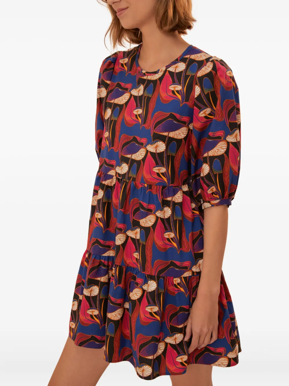 FARM Rio Wild Mushrooms mini-jurk met pofmouwen Rood