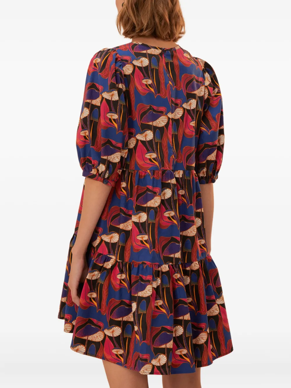 FARM Rio Wild Mushrooms mini-jurk met pofmouwen Rood