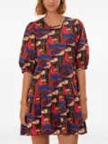 FARM Rio Wild Mushrooms puff-sleeve mini dress - Red