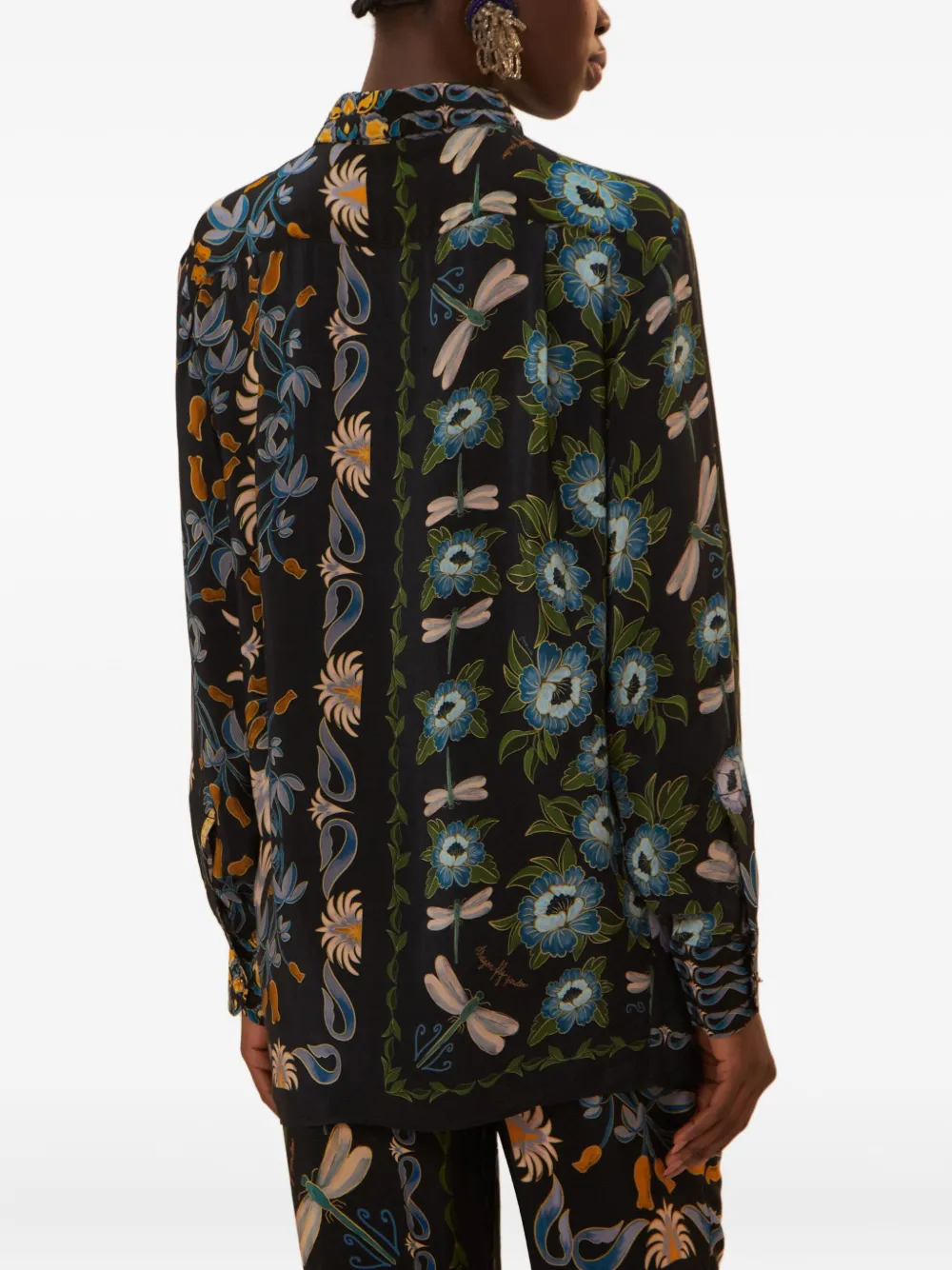 Farm Rio All-over Print Long-sleeved Shirt In Black