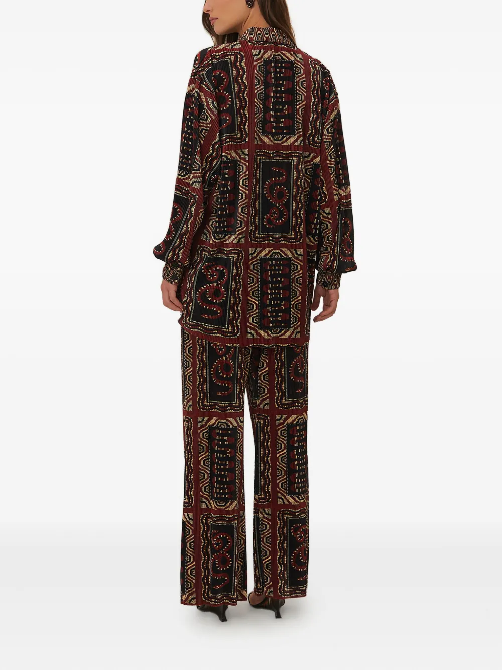 FARM Rio Snake geplooide broek met print - Zwart