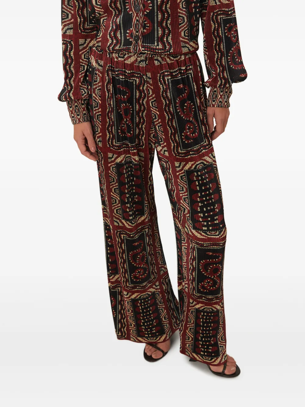 Snake Scarves-print pleated trousers