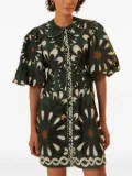 FARM Rio Ainika Flowers Peter Pan-collar puff-sleeve mini dress - Green