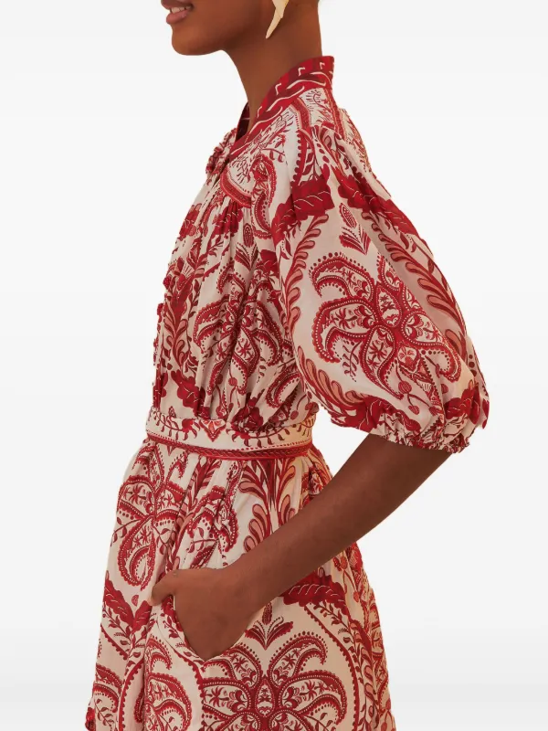 red and white paisley dress Serene Stay Paisley Dress In Scarlet