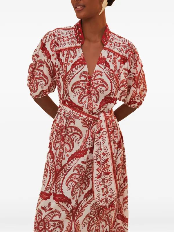 red and white paisley dress Paisley Printed Midi Dress Medium