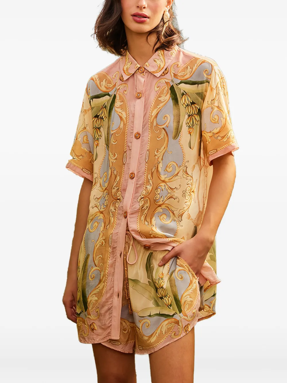 FARM Rio Blouse met grafische print Oranje