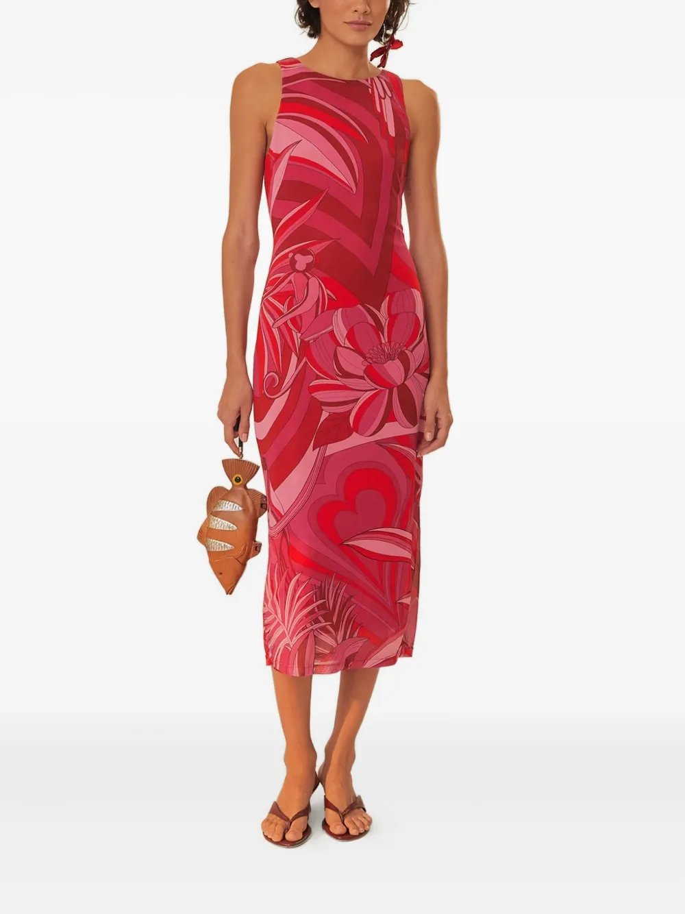 FARM Rio Endless Summer tulen midi-jurk - Rood