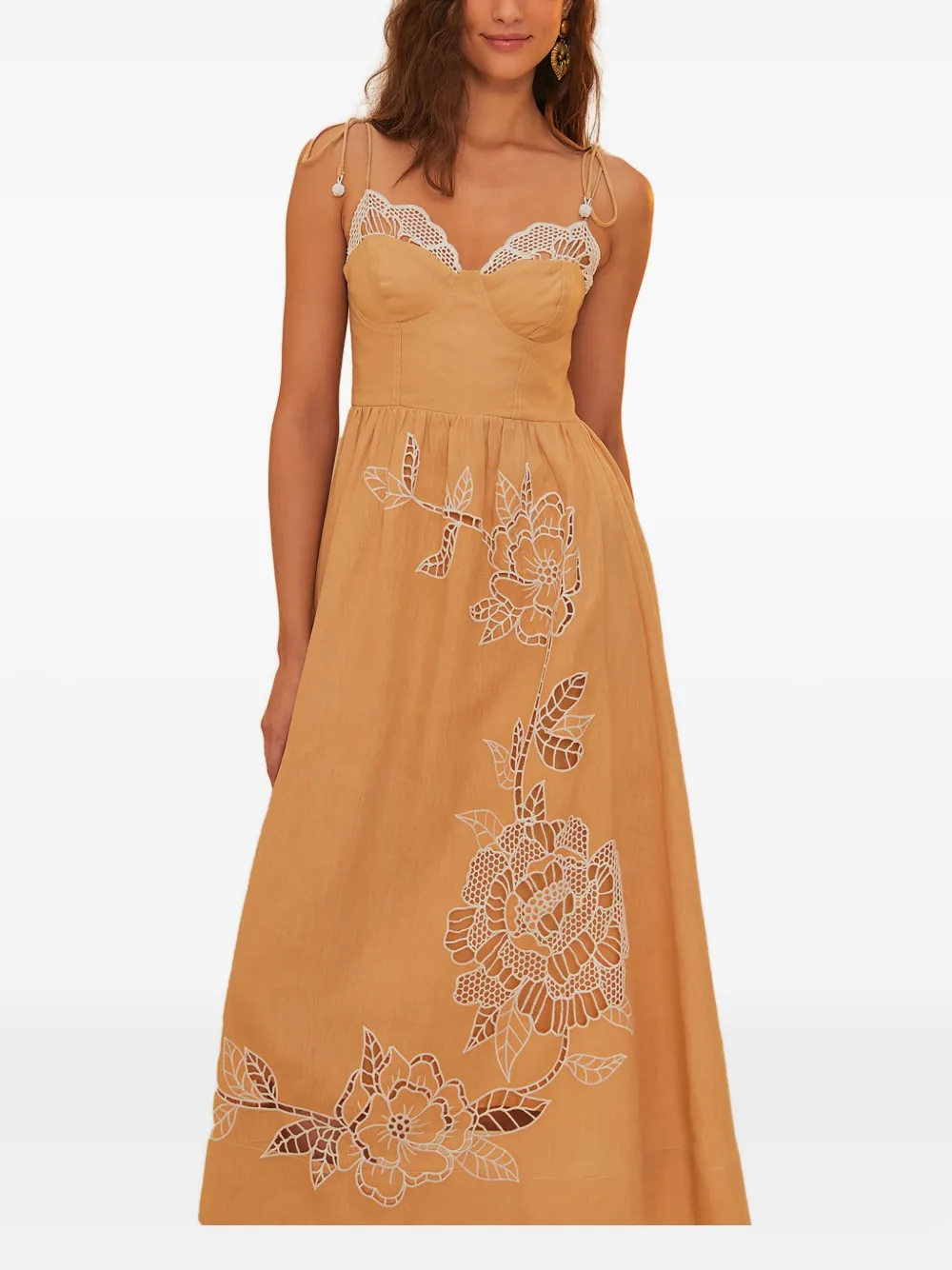 Sand Richelieu embroidered dress
