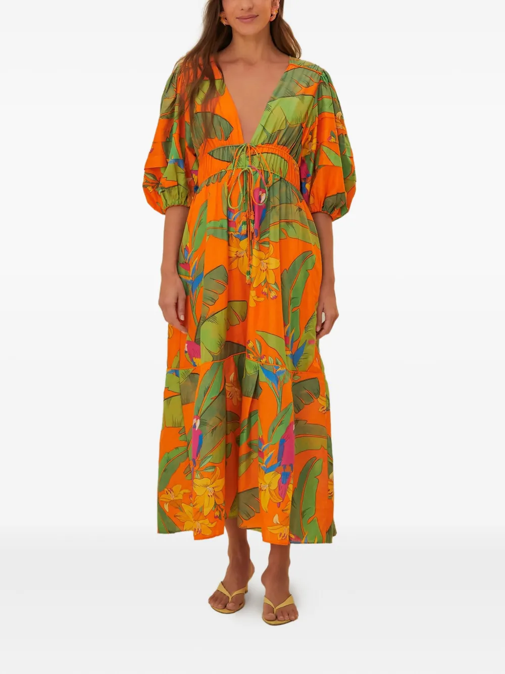 Farm Rio Botanical-print Midi Dress In Multi