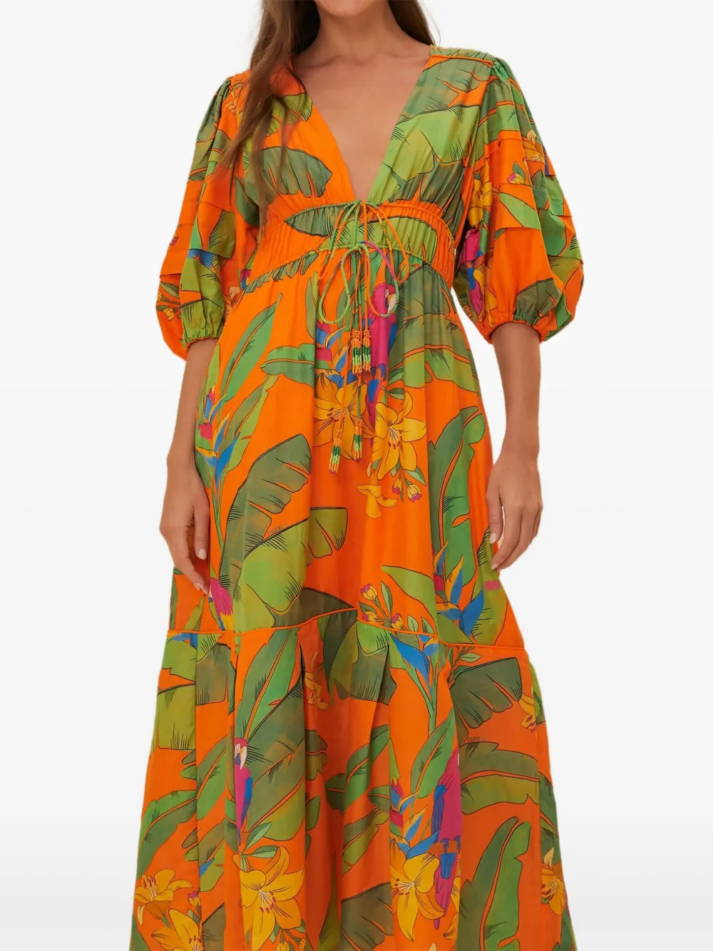Farm Rio Botanical-print Midi Dress In Multi