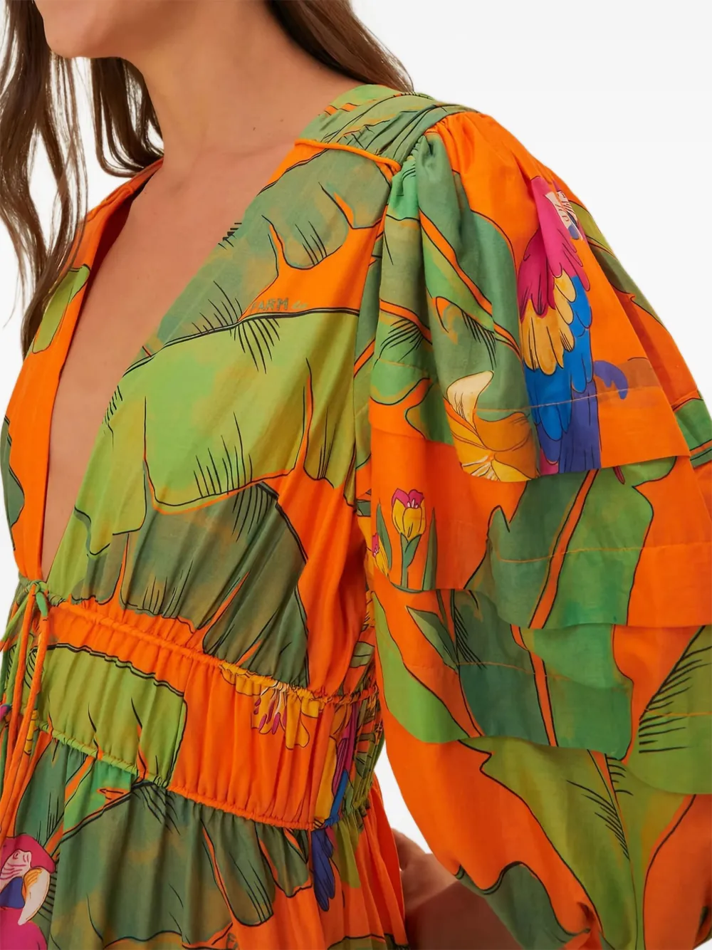 Farm Rio Botanical-print Midi Dress In Multi