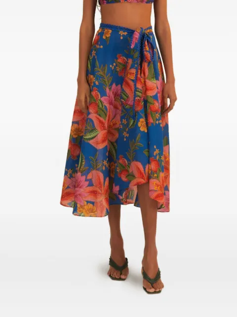 FARM Rio floral wrap midi skirt