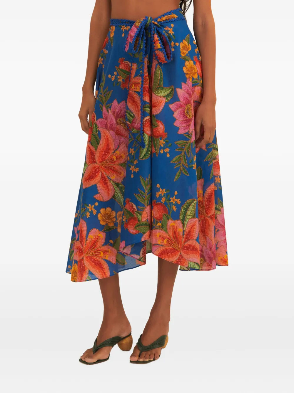 Farm Rio Floral Wrap Midi Skirt In Multi
