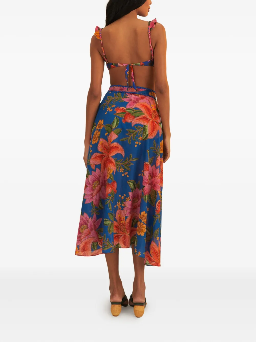 Farm Rio Floral Wrap Midi Skirt In Multi