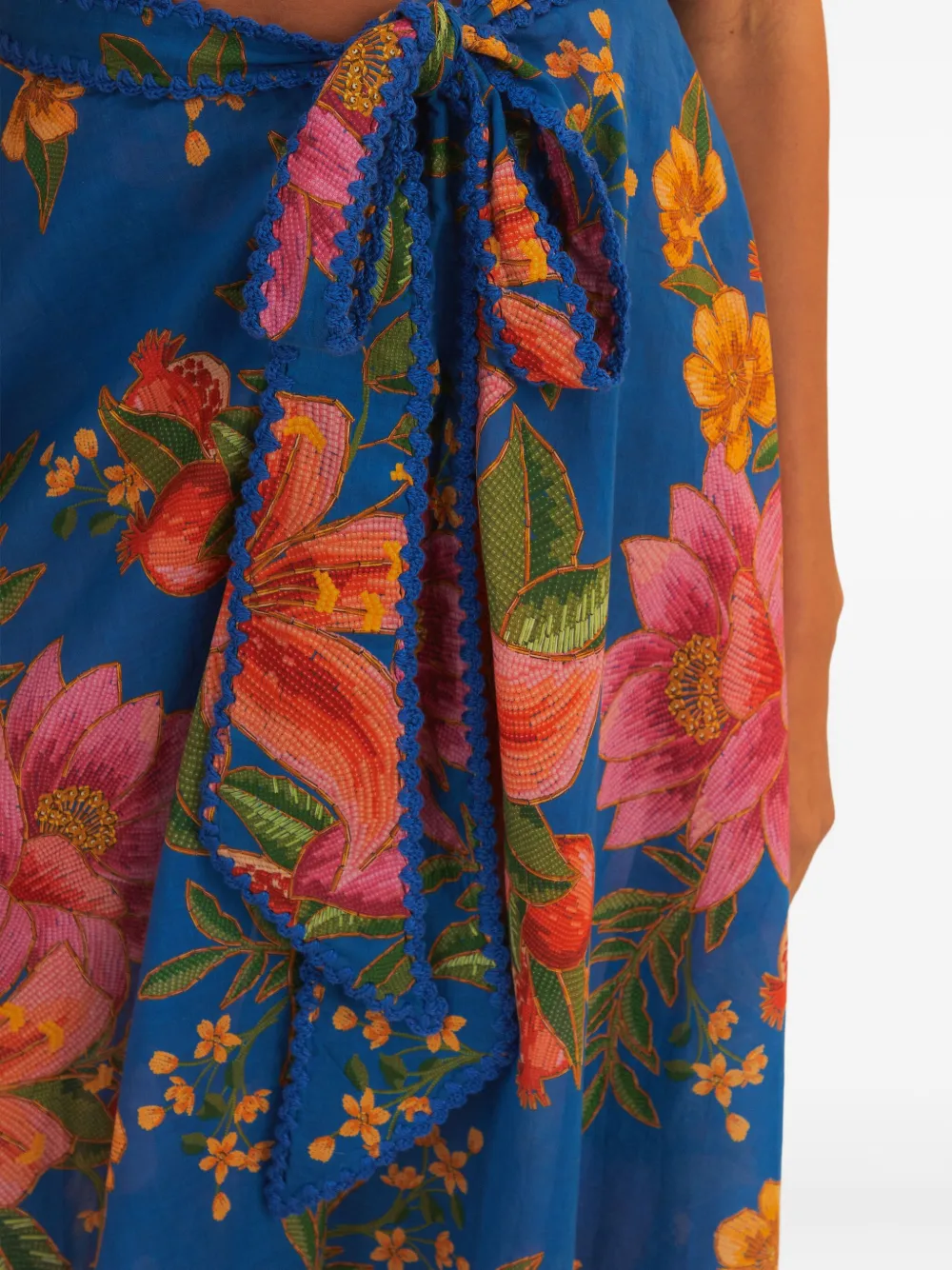 Farm Rio Floral Wrap Midi Skirt In Multi