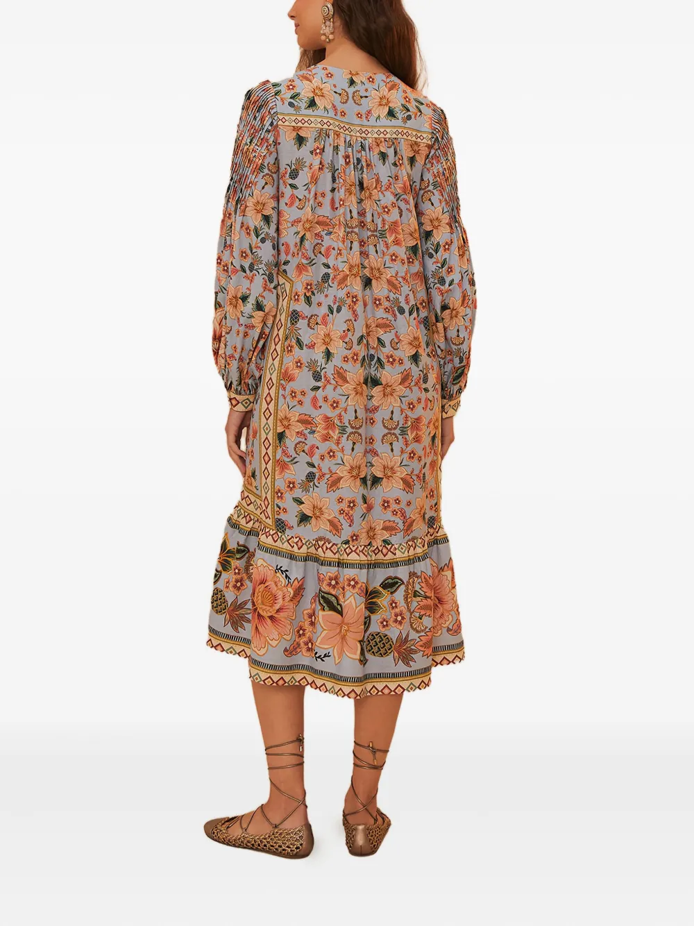 FARM Rio Midi-jurk met bloemenprint - Blauw