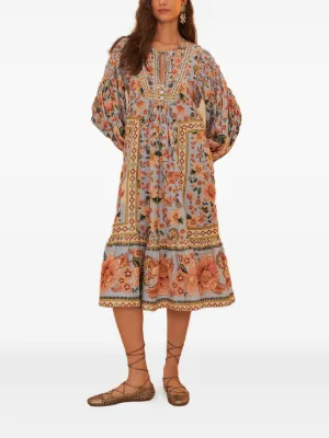 FARM Rio Blossom Tapestry floral-print button-front Midi Dress | Black |  FARFETCH