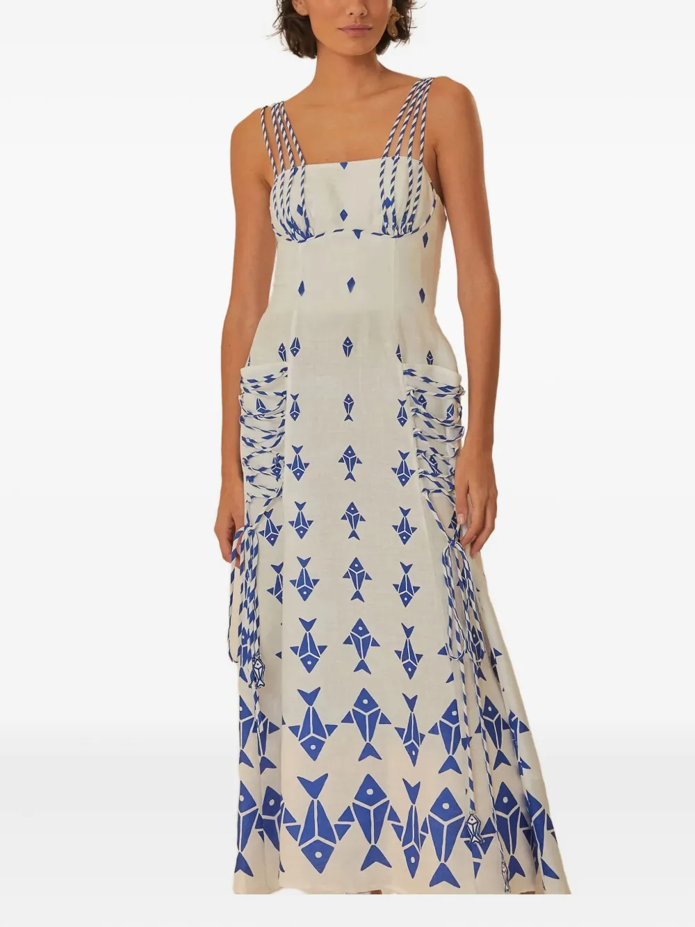FARM Rio fish-print rope-strap dress - Wit